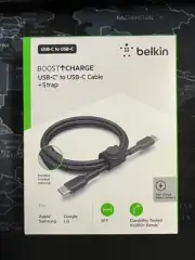 Belkin 5ft Braided USB-C to USB-C Cable W/ Strap, Cable for iPhone 15 Models