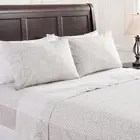 Premium Damask Ikat Printed Geometric Patterned Queen Bed Sheet Set 4-Piece - 1