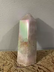 Aura ROSE QUARTZ Crystal Point Tower