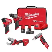 Milwaukee Drill + Impact Driver Kit 12V w/ ProPEX Expander + PVC Pipe Shear