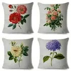 Green Big Flower Pillow Case Plant Polyester Flowers Cushion Cover Pillowcase
