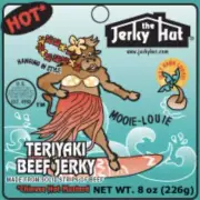 Hot Teriyaki Premium Jerky Hut Beef Jerky 1/2 Pound Bag 8oz Mooie Louie Tropical