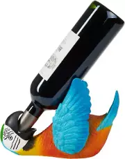 BRUBAKER Wine Bottle Holder Thirsty Parrot - Drunk Animals - Polyresin