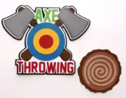 Premade Pieced Title for Scrapbook Page, Axe Throwing, Outdoor Sports, Festival