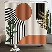 ChloropLastid Boho Shower Curtain for Bathroom Mid Century Modern Bohemian Abstract Geometric Fabric Waterproof Bathroom Shower Curtains Set 72x72 Inch