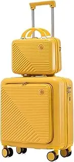 [Habrur] Checked Luggage Carry On Luggage Two-Piece Suitcase Set, Coded Boarding Case, 18in Trolley Case, Lightweight Suitcase Luggage Suitcase (Color : C, Size : 14+18in)
