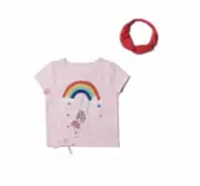 Epic Threads Toddler Girls Short Sleeve Graphic Tee with Match Back Headband 3T