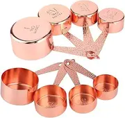 4Pcs Rose Gold Stainless Steel Measuring Cups and Spoons Set with Scale for Baking and Cooking Kitchen Tools