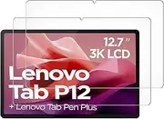Cfeclog (2 Pack) Designed for Lenovo Tab P12 12.7” Screen Protector Tempered Glass, Anti Scratch, Bubble Free