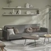 2-Seater Sofa Bed Grey Faux Leather,Functional Sofa Bed with Faux Leather Upholstery for Comfortable Seating and Sleeping Experience Living Room Sofa