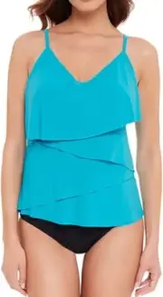 Magicsuit Women's POOL BLUE Solid Chloe Tankini Swim Top, US 10 (6195)