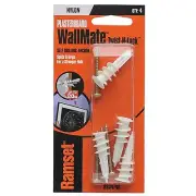 2x Ramset WallMate PLASTERBOARD TWIST N LOCK 13x40mm 4Pcs+ Screws *Aust Brand