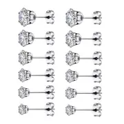 Earrings For Women Surgical Steel Cubic Zirconia Stud Earrings Set 6