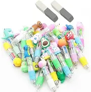 30Pcs Multicolor Pen in One Complimentary erasers - 4-in-1 Cute Pens for Kids - Ballpoint Pens for Birthdays and Children's Parties - Fun Gifts Assorted Lnk Kawaii Pens Students Prizes (Random Style)