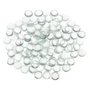 110pcs Fire Glass Beads for Fire Pit, Flat Marble Beads (2/3"-3/4") Clear