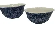 Temptation Tara Mixing Nesting Bowls Blue Floral Bead Set of 2 Brand New