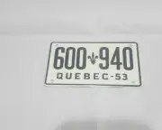 Vintage 1953 General Mills Wheaties QUEBEC-53 metal bicycle mini lic. PLATE