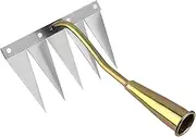 Kaxenig Garden rake, metal carbon steel rakes, 4/5/6/7 tine rake, leaf rake, garden manual weed hoe, for weeding/loosening/sowing