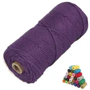 Macrame Cord 2mm x219 Yards Colored Macrame Cotton Cord 4 Strand Twisted Macr...