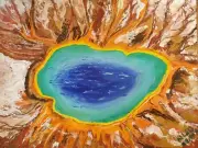 Handmade Acrylic Painting Of Grand Prismatic Springs