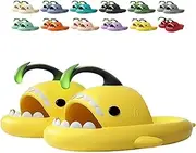 [Jfxgjuv] Angler Fish Shark Slides, Lantern Fish Sharky Slippers, Glow in The Dark Shark Slides, Non-Slip Open Toe Thick Sole Beach Pool Shower Shoes Bathroom Sandals