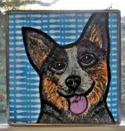 Australian Cattle Dog Windshop stained glass suncatcher 4"x 4" #327