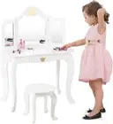 Dystler Dressing Table Stool Set with Mirror - Makeup Vanity Table with Drawer