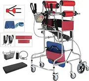 Upright Rollator Walker for Seniors, Standup Walkers for Those 5' to 6', Medical Walkers with 8 Wheels and Seat, Standing Aids & Supports (Male & Female) (Color : Male)