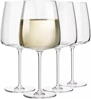 [Krosno] Large White Wine Glasses, Set of 4, 16.2 oz, Modern Collection, Premium Crystalline Glass, Perfect for Everyday, Dishwasher Safe, Made in Europe