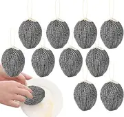 Steel Wool | Pack of 10 Steel Wool Washing Up Brush Pads Sponges | Household Cleaning Tools for Pots Pans Oven Grill Stove Sink