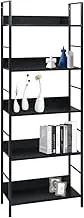 5-Layer Book Shelf Black 60x27.6x158.5cm - Engineered Wood & Steel Shelving Unit for Home Office, Living Room - Sturdy, Space-Saving Storage Solution