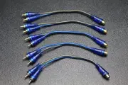 5 PCS RCA WIRE BLUE GRAY Y SPLITTER 1 FEMALE 2 MALE CAR HOME AUDIO BLS