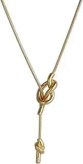 [sqxq] Fashion Vacuum Plated Copper Sweater Chain, Rope Knot Soft Snake Skin Chain, Plated Real Gold Necklace Accessories