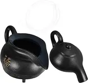 IWOWHERO 1 Set Fountain Flowing Water Clay Pot Tabletop Waterfall Washbasin Drain Pipe Fish Tank Decorations Sealing Tube Hose Green Leaf Hose Office Water Fountain Black Ceramics