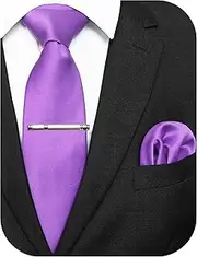 [JEMYGINS] Men's Tie with Matte Surface Including Pocket Square and Tie Clip Set in
