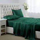 Silk Satin Sheets, 4-Piece Size Satin Bed Sheet Set California King Dark Green