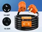 30A 15FT EV/Dryer Extension Cord 10AWG Copper UL NEMA 10-30
