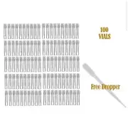 100 Pcs Glass Perfume Sample Vials, 1 ml Small Bottles 8X35 mm Vials, Stick-On