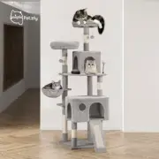 Petzly Cat Tree Tower Scratching Post Scratcher Condo House Bed 164cm Grey