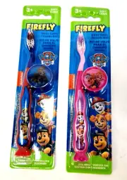 Paw Patrol Firefly Toothbrush Kits PINK & BLUE 1 Of Each Hologram Cap Kids NIP