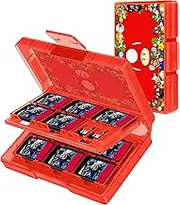 oqpa for Nintendo Switch Game Case for Switch/OLED/Lite Game Card with 24 Game Slots & 2 Micro SD Card Slots Cute Cartoon Design Holder for Switch Cartridge Storage Organizer for Girls Boys,Mogu