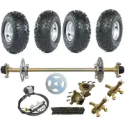 740mm Go Kart Rear Axle Kit Chain Sproket Hub Brake Caliper 6" Wheels Trike ATV