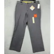 Dockers Khaki Pants Womens 14 Gray Flat Front Casual Straight Leg Stretch NEW