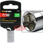 Pro Grade 1/4" Drive 7/16" Standard Socket 6 Point Chrome Vanadium Steel 12206
