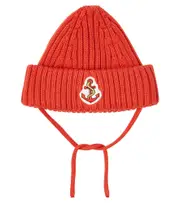 [Mini Rodini] Mini Rodini Embroidered ribbed-knit cotton beanie Inch 20.5 red