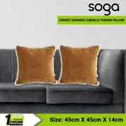 SOGA 2X 45cm Throw Pillow Tassels Sunset Orange Textured