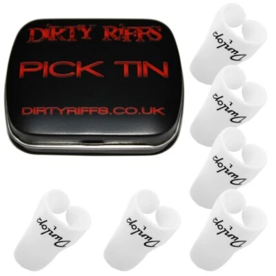 6 x Dunlop 9021 Fingerpicks White Large - In A Handy Pick Tin