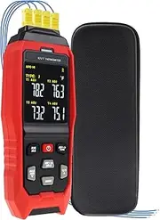 Thermocouple Thermometer Digital Data Logger Thermometer 4 Channel K/J/T Type Thermocouple Meter Temperature Meter, Temperature Logger with Sound & Light Alarm -200~1372°C (-328~2501°F)