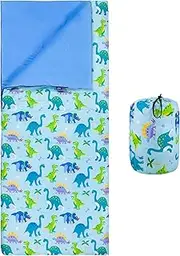 Wildkin Kids Sleeping Bag – Roll-Up Design with Storage Bag for School, Travel & Camping - Dinosaur Land