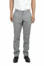 Dolce & Gabbana Linen Multi-Color Flat Front Dress Pants US 28 IT 44
